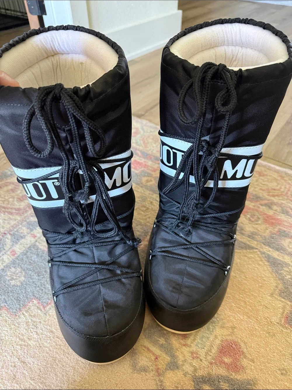 Moon Boot Black Boots with Cream Soles